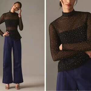 Anthropologie Eva Franco Starlight long sleeve sheer tunic